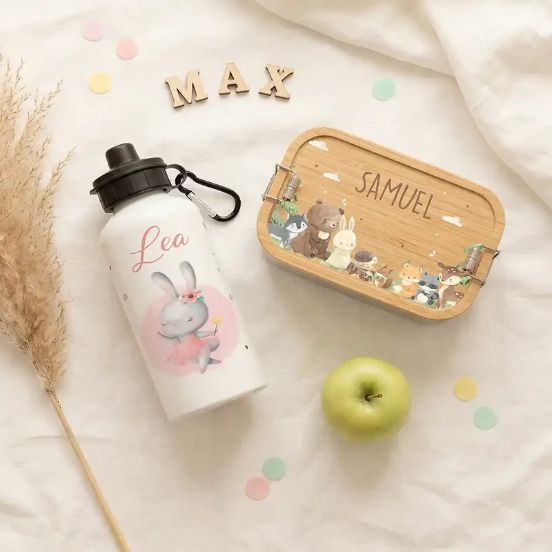 Personalisierte Trinkflasche Kinder – Hase Ballerina