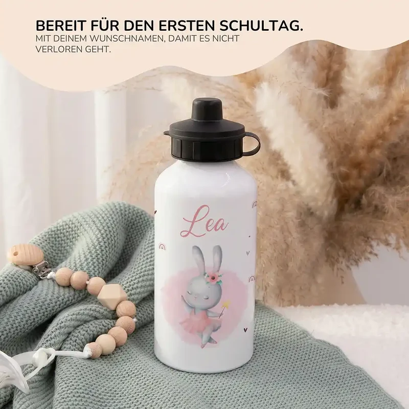 Personalisierte Trinkflasche Kinder – Hase Ballerina