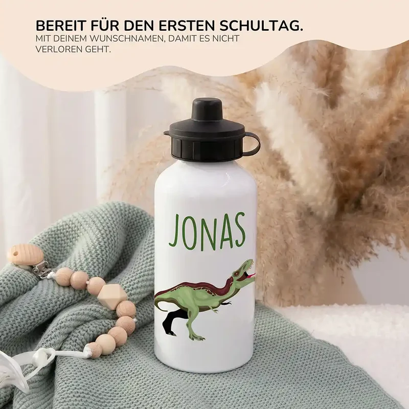 Personalisierte Trinkflasche Kinder – Dino T-Rex