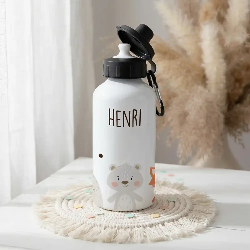 Personalisierte Trinkflasche Kinder – Bär & Fuchs