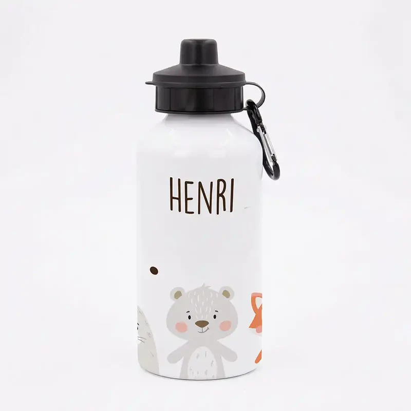 Personalisierte Trinkflasche Kinder – Bär & Fuchs