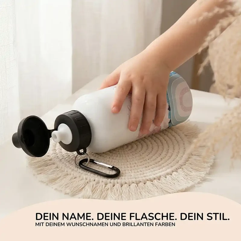 Personalisierte Trinkflasche Kinder – Einhorn Rosa Regenbogen