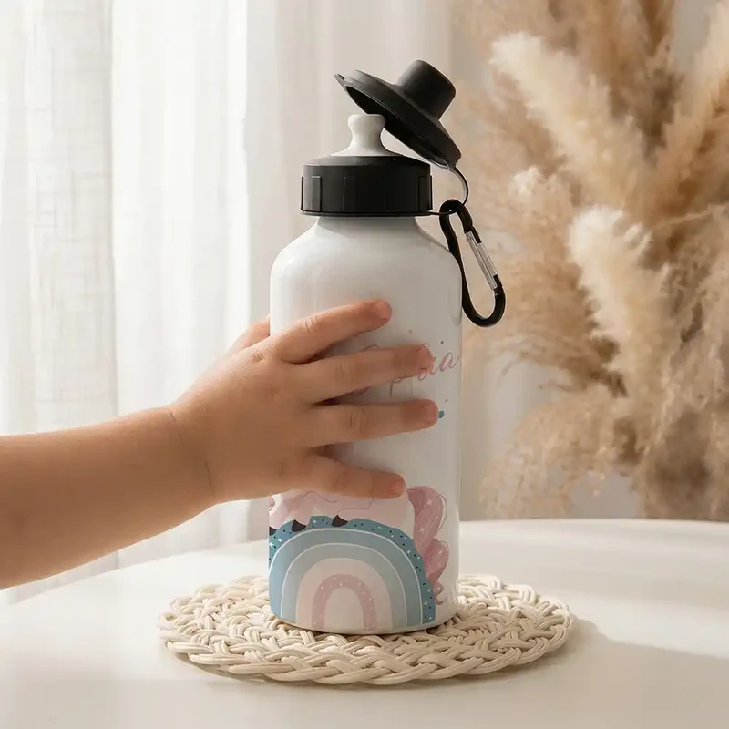 Personalisierte Trinkflasche Kinder – Einhorn Rosa Regenbogen