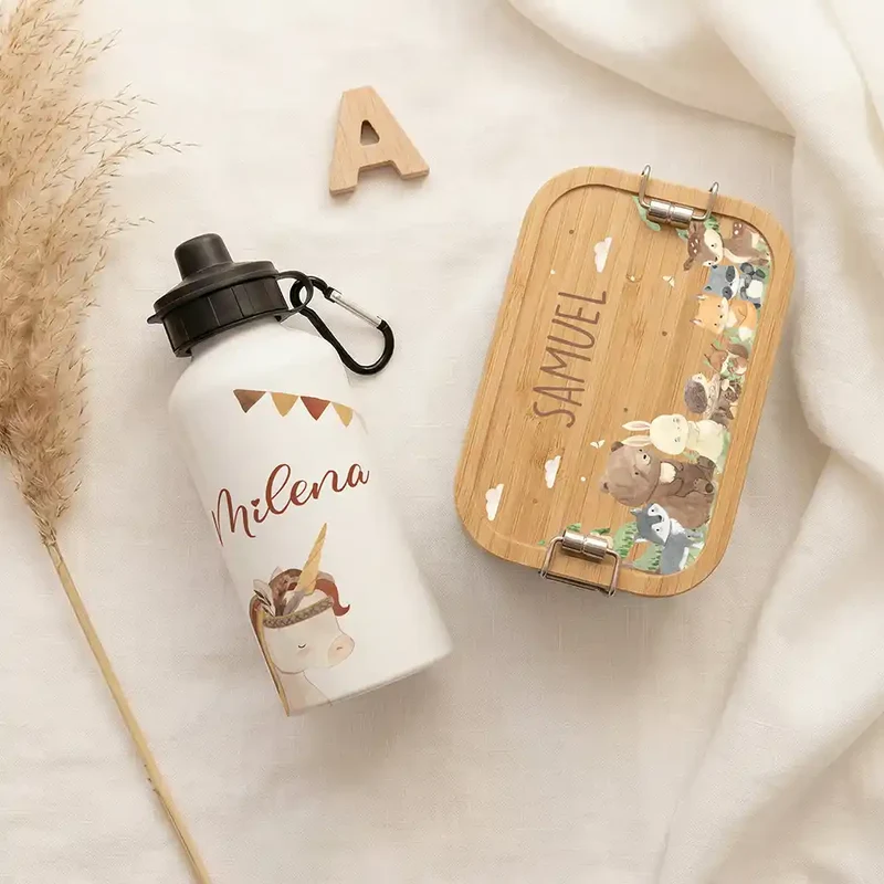Personalisierte Trinkflasche Kinder – Einhorn Indianer