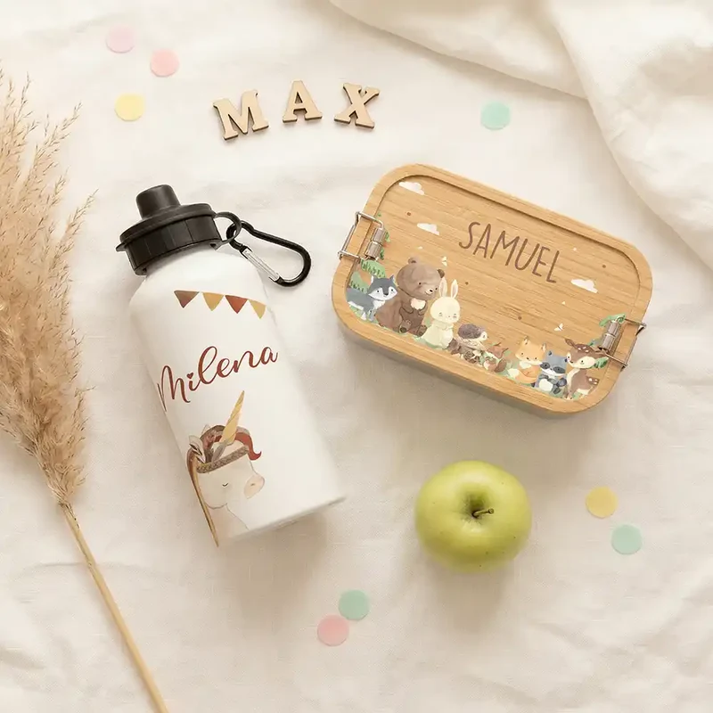 Personalisierte Trinkflasche Kinder – Einhorn Indianer