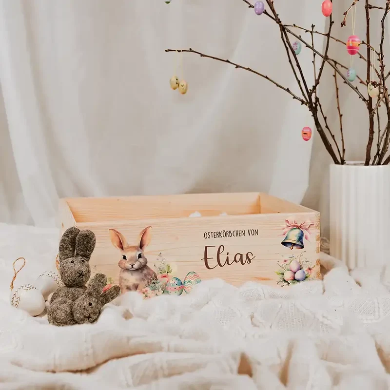 Osterkiste Holz personalisiert - Glockenklang der Osterzeit