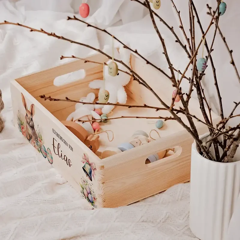 Osterkiste Holz personalisiert - Glockenklang der Osterzeit
