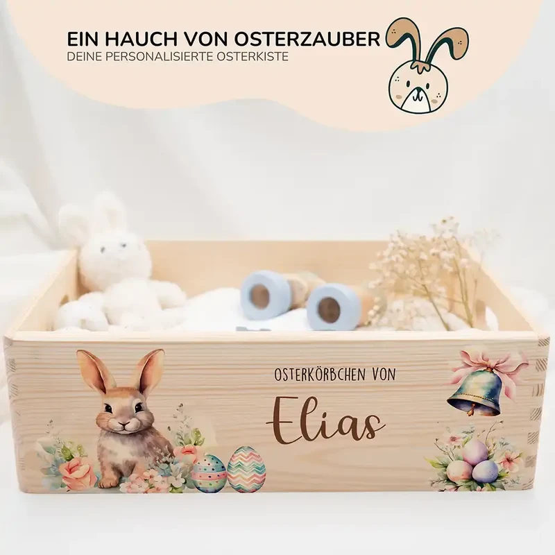 Osterkiste Holz personalisiert - Glockenklang der Osterzeit