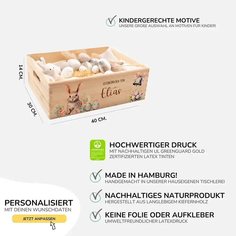 Osterkiste Holz personalisiert - Glockenklang der Osterzeit