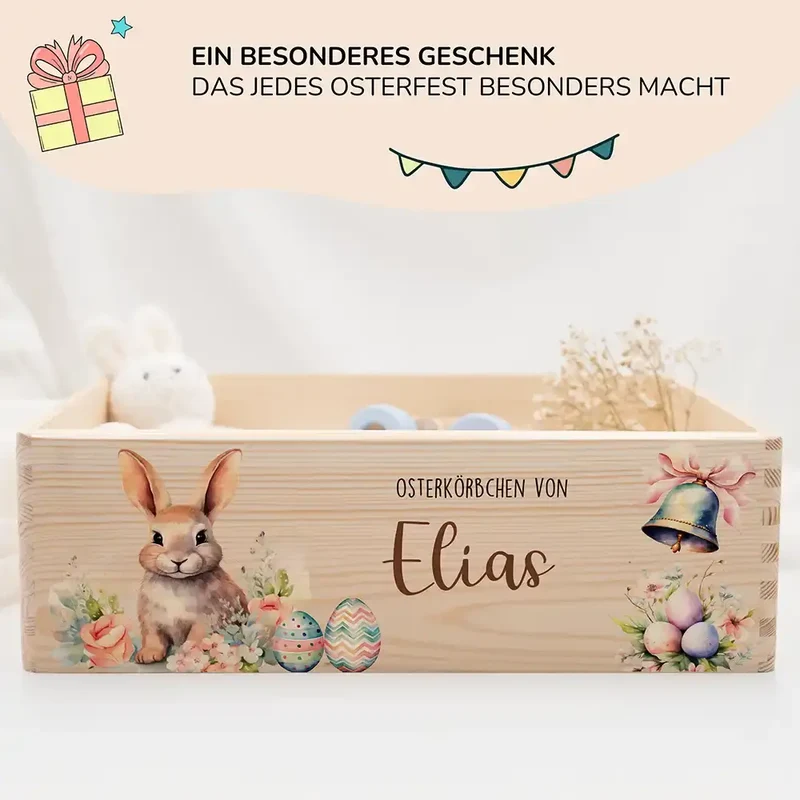 Osterkiste Holz personalisiert - Glockenklang der Osterzeit
