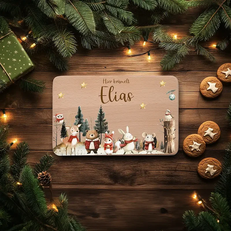 Frühstücksbrettchen Weihnachten im Winterwald - Geschenk Weihnachten
