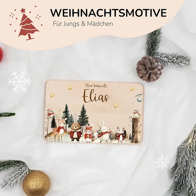 Frühstücksbrettchen Weihnachten im Winterwald - Geschenk Weihnachten