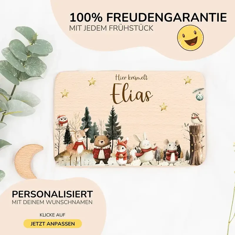 Frühstücksbrettchen Weihnachten im Winterwald - Geschenk Weihnachten