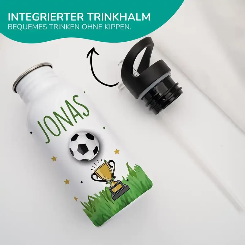 Trinkflasche Kinder Edelstahl - Fußball Champion