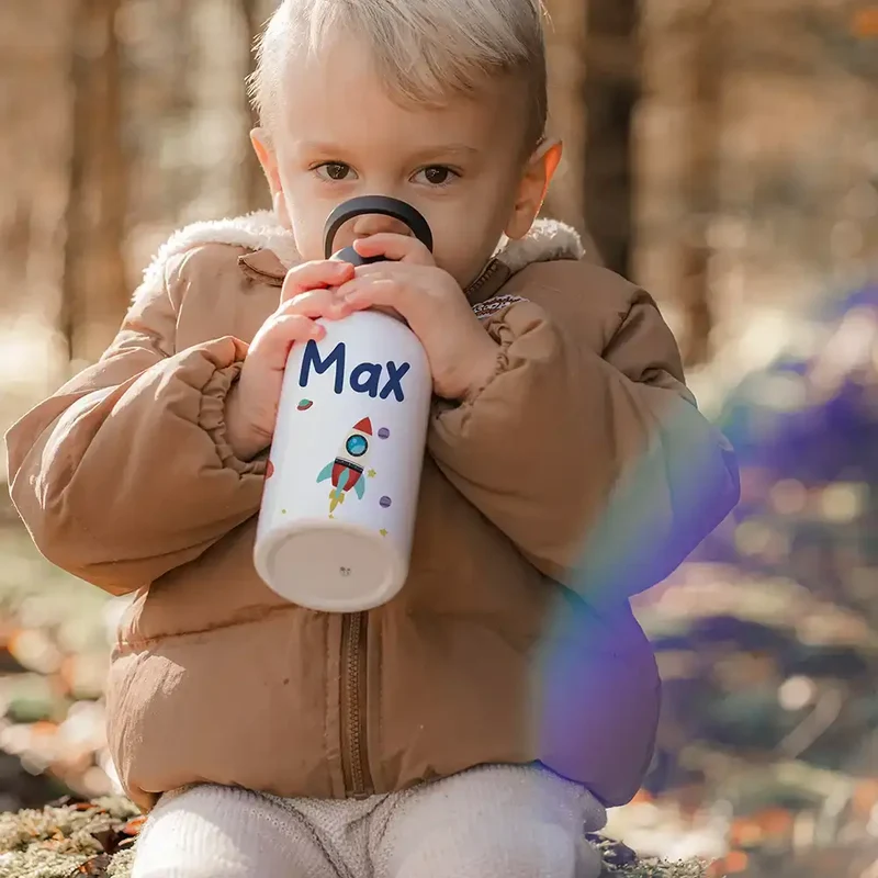 Trinkflasche Kinder Edelstahl - Weltraumrakete