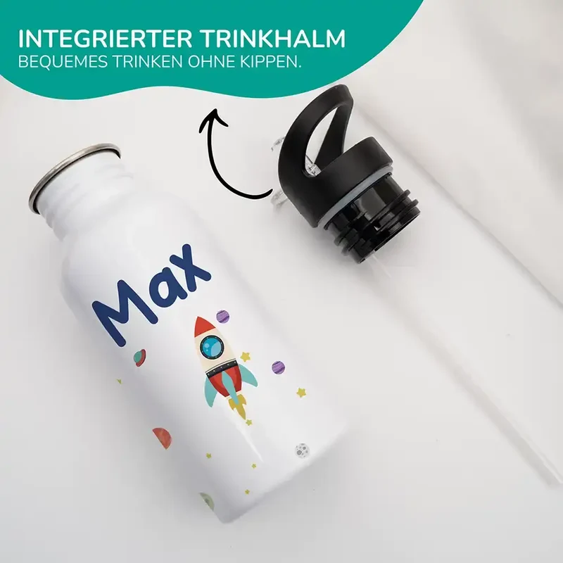 Trinkflasche Kinder Edelstahl - Weltraumrakete