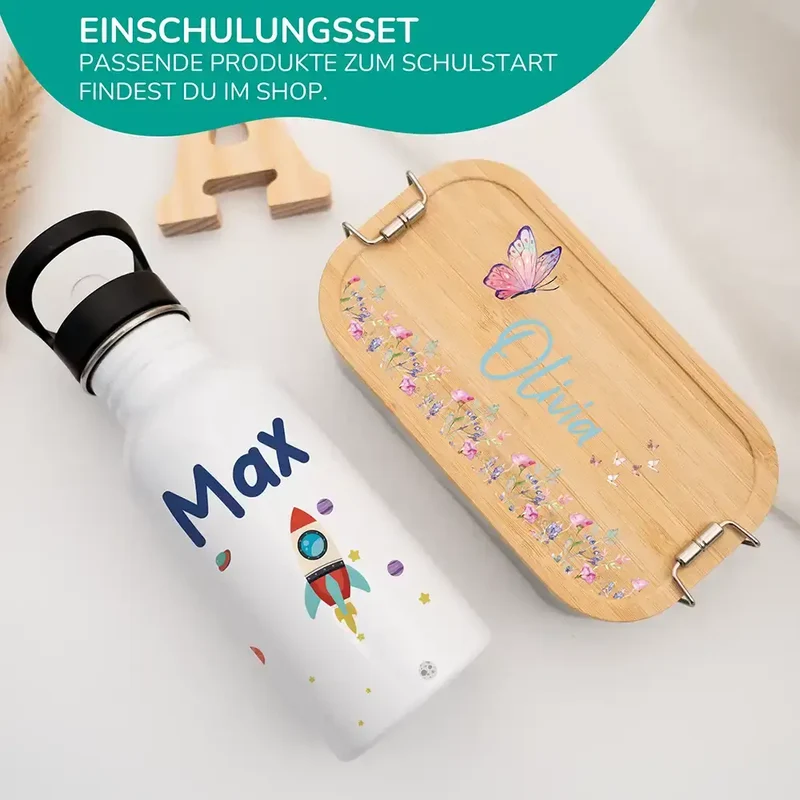 Trinkflasche Kinder Edelstahl - Weltraumrakete