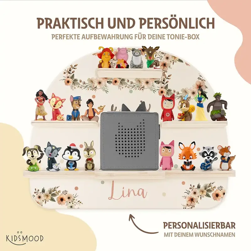 Tonie Regal aus Holz, Toniebox Regal personalisiert Reh