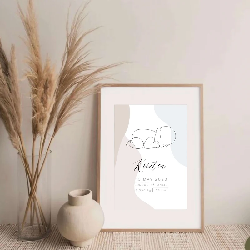 Geburtsposter personalisiert Boho