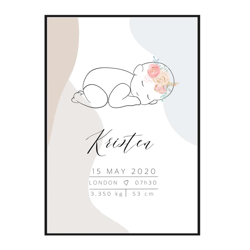 Geburtsposter personalisiert Boho