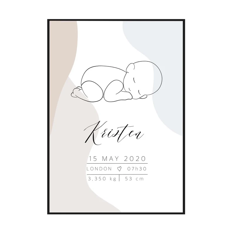 Geburtsposter personalisiert Boho