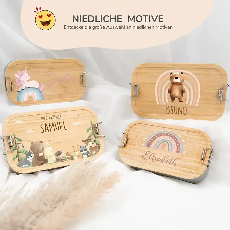 Brotdose personalisiert Bär Regenbogen