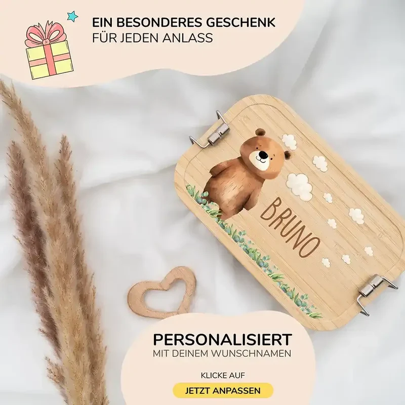 Brotdose personalisiert Bär auf der Wiese