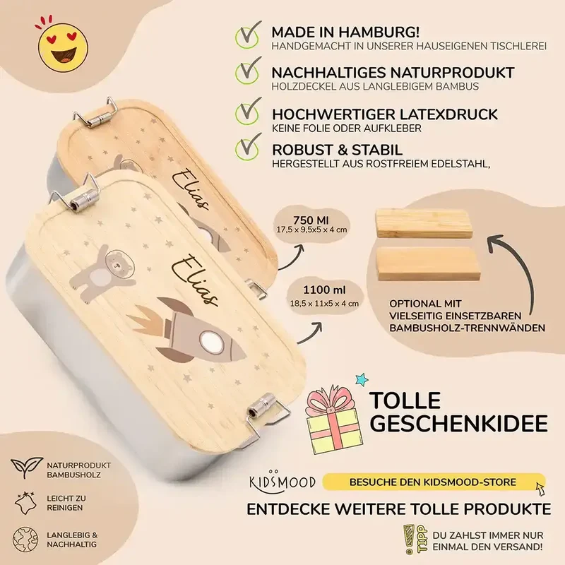 Brotdose Kinder personalisiert - Astronaut