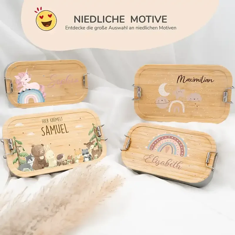 BrBrotdose Kinder personalisiert - Mond Wolke Stern Regenbogen