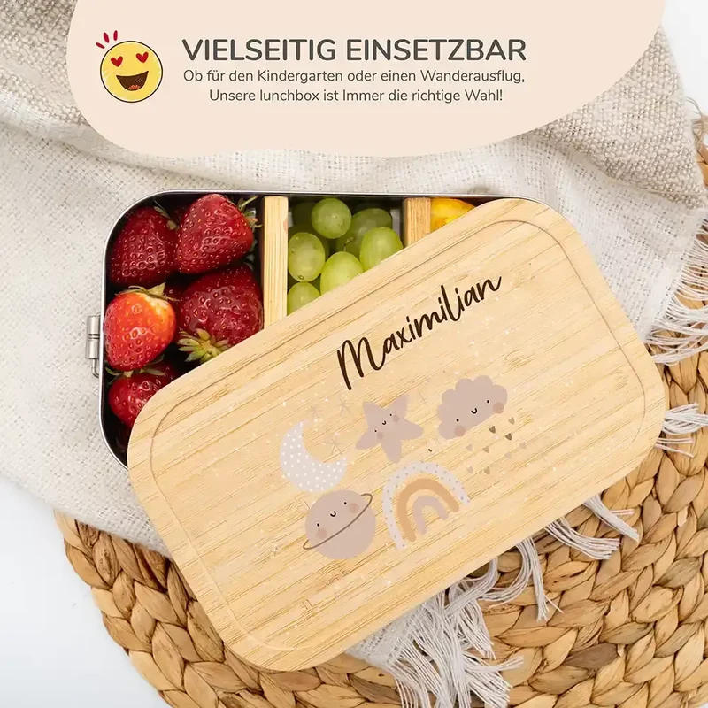 BrBrotdose Kinder personalisiert - Mond Wolke Stern Regenbogen