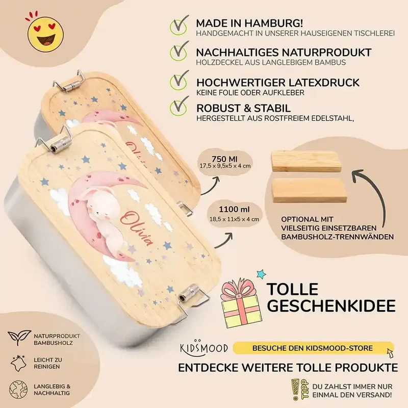Brotdose Kinder personalisiert Baby Hase