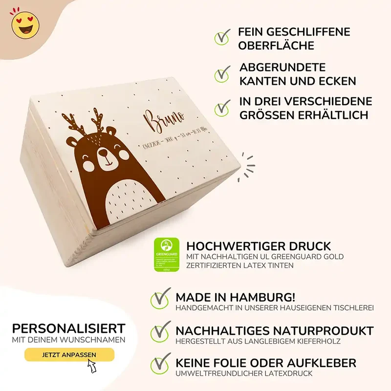 Personalisierte Erinnerungskiste X-Mas Bär