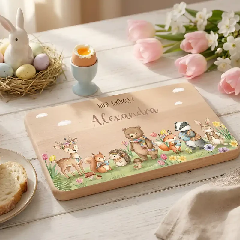 Frühstücksbrettchen Ostern - Tiere im Osterglück