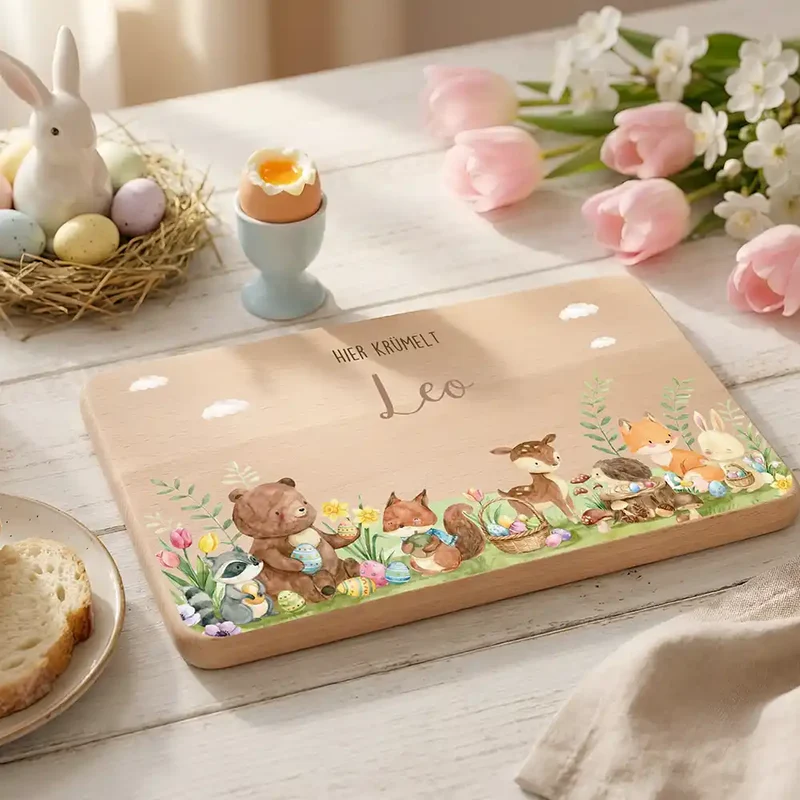 Frühstücksbrettchen Ostern - Niedliche Waldtiere