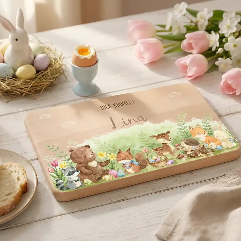 Frühstücksbrettchen Ostern - Niedliche Waldtiere