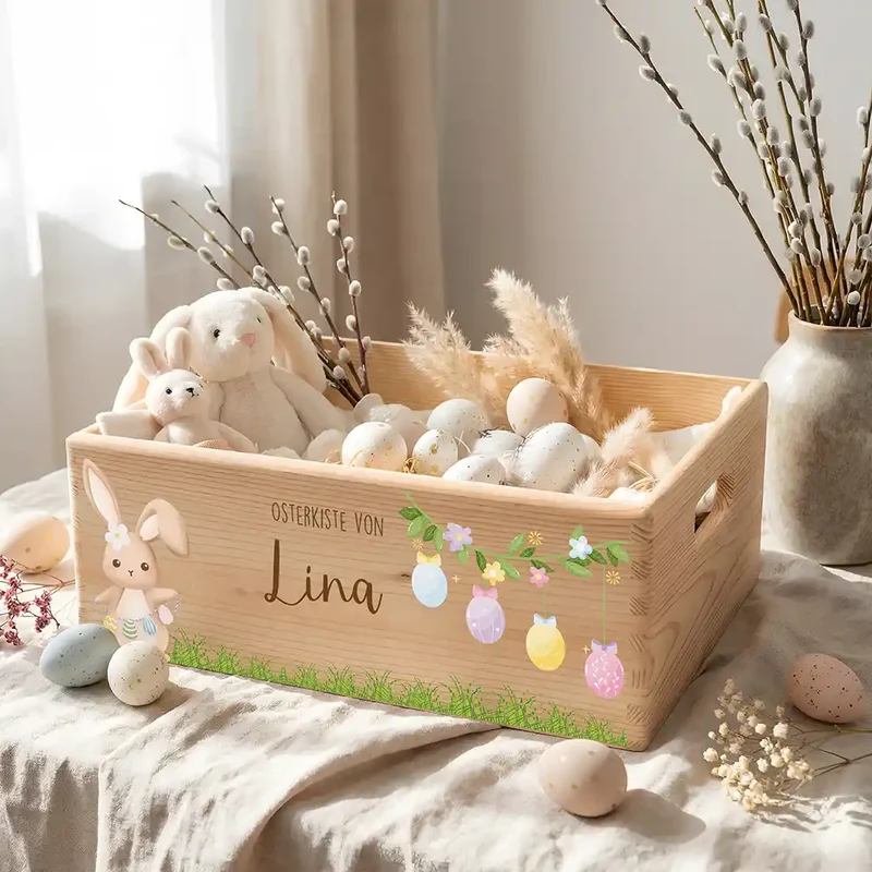 Osterkiste Holz personalisiert - Ostereier