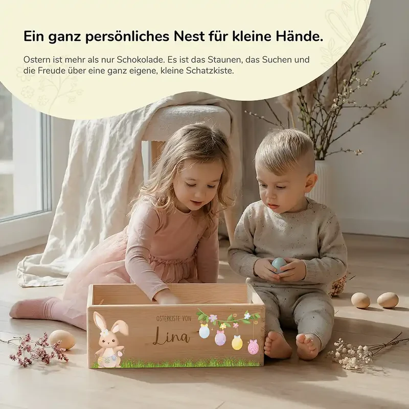 Osterkiste Holz personalisiert - Ostereier