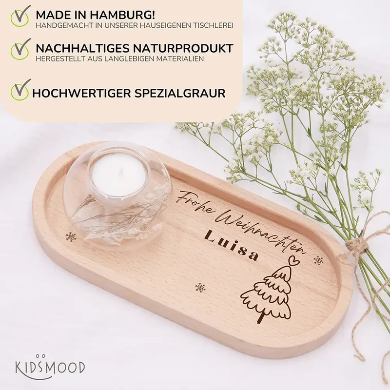 Holz-Serviertablett Weihnachtsgeschenk - Frohe Weihnachten niedliche Motive