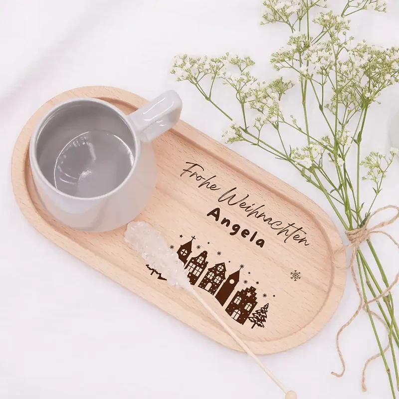 Holz-Serviertablett Weihnachtsgeschenk - Frohe Weihnachten niedliche Motive