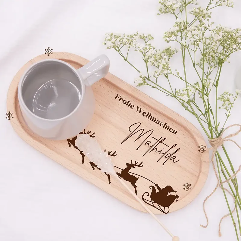 Holz-Serviertablett Weihnachtsgeschenk - Frohe Weihnachten niedliche Motive