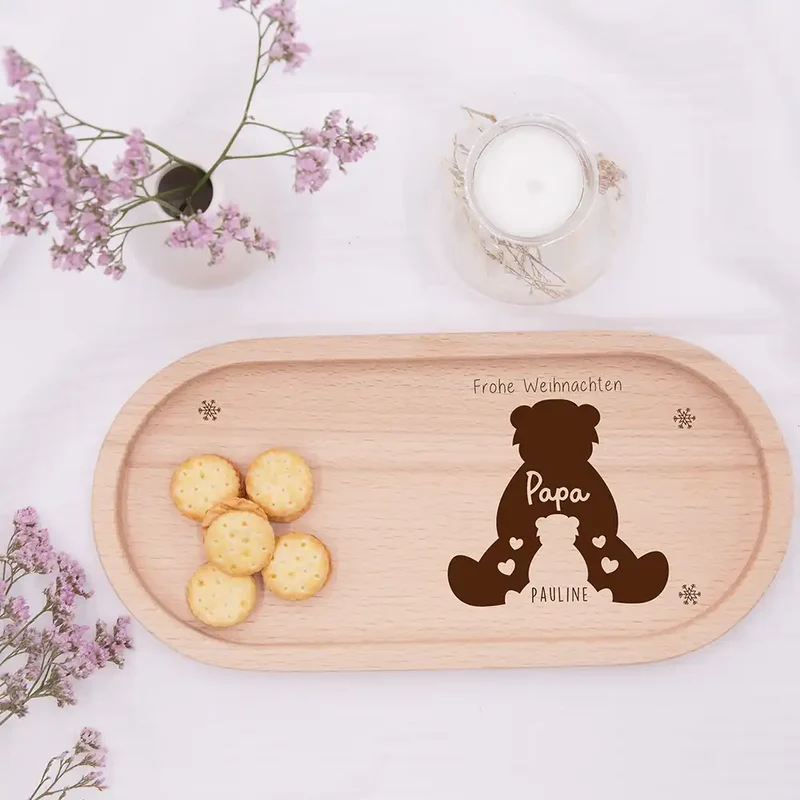 Holz-Serviertablett Papa-Weihnachtsgeschenk - Papa Bär