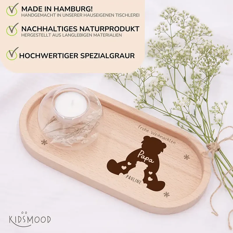Holz-Serviertablett Papa-Weihnachtsgeschenk - Papa Bär