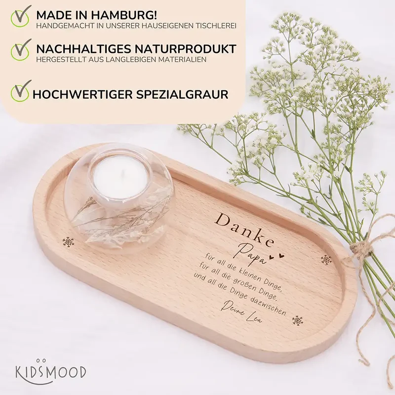 Holz-Serviertablett Papa-Weihnachtsgeschenk - Danke Papa