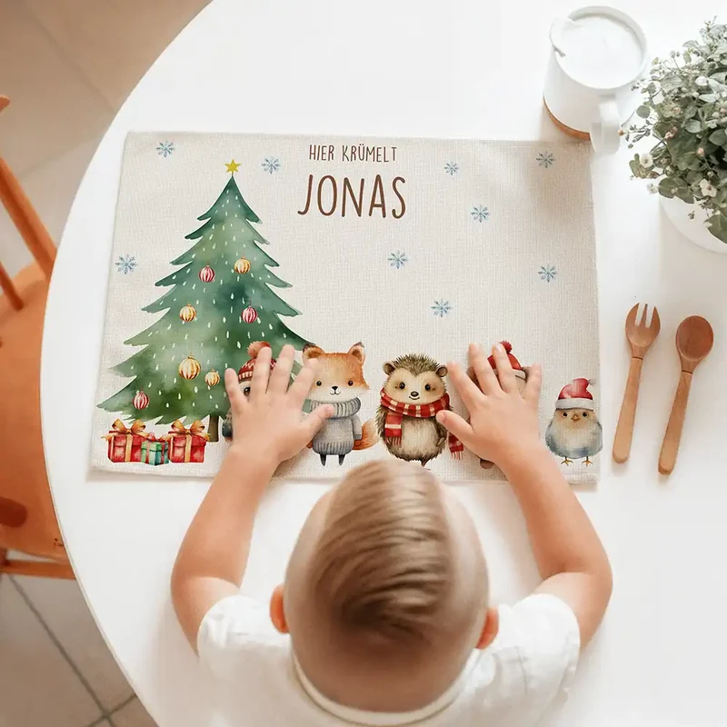Tischset Kinder personalisiert Weihnachtsmotiv - Zauberpfötchen