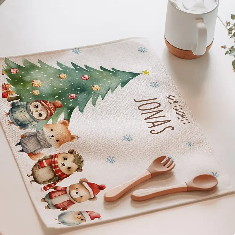 Tischset Kinder personalisiert Weihnachtsmotiv - Zauberpfötchen