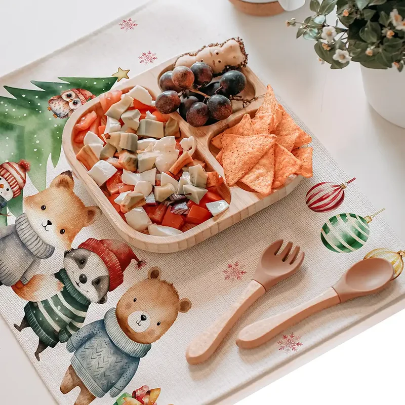 Tischset Kinder personalisiert Weihnachtsmotiv - Fluffy Friends