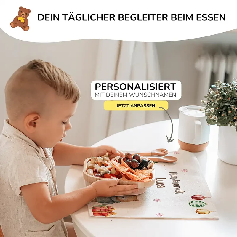 Tischset Kinder personalisiert Weihnachtsmotiv - Fluffy Friends
