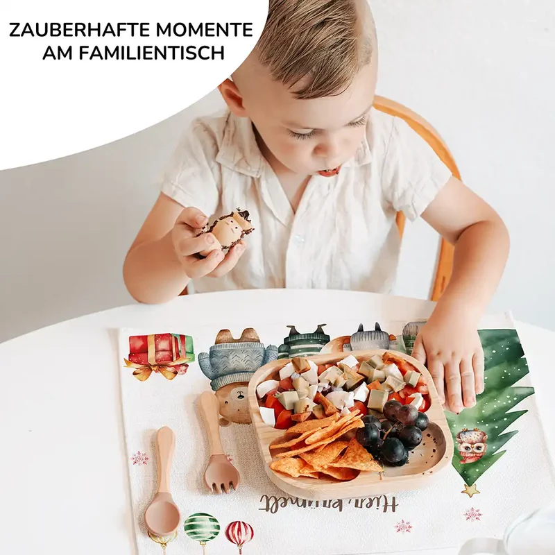 Tischset Kinder personalisiert Weihnachtsmotiv - Fluffy Friends