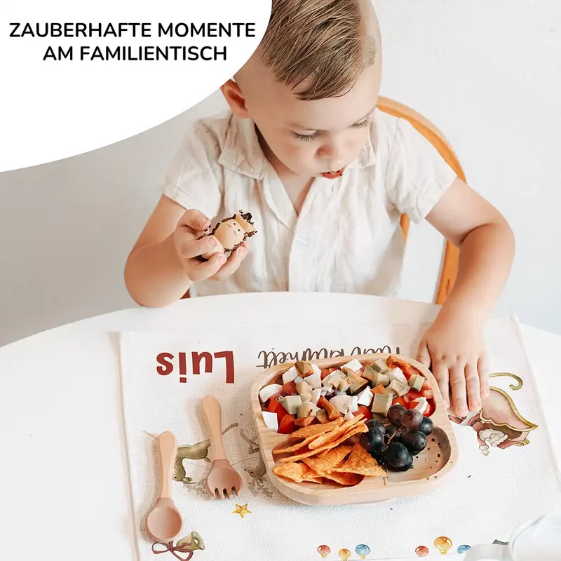 Tischset Kinder personalisiert Weihnachtsmotiv - Rentierschlitten