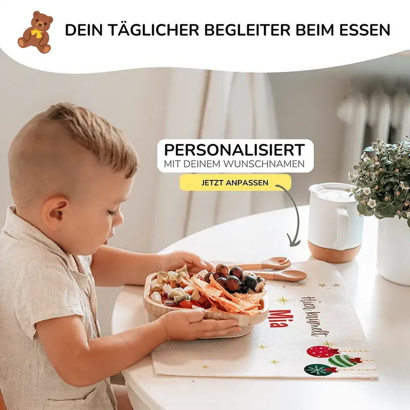Tischset Kinder personalisiert Weihnachtsmotiv - Reh